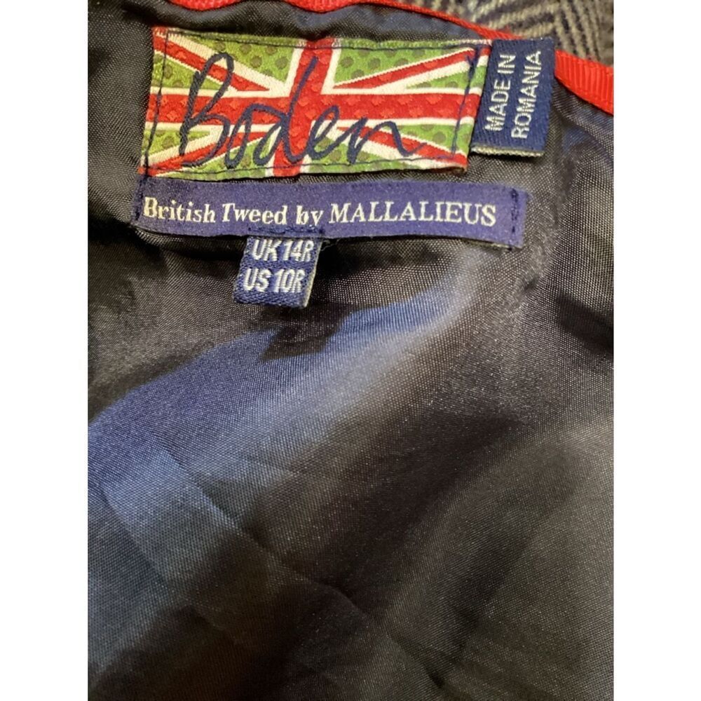 Boden British Tweed by Mallalieus herringbone skirt Size 10 Leather Buckle - Picture 4 of 11